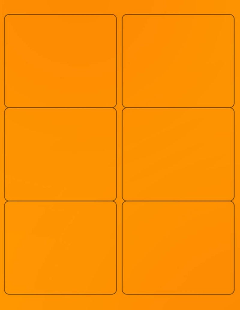 NextDayLabels - 8-1/2 x 11 Neon Color High Light Fluorescent Labels for Laser & Inkjet Printer (Orange Fluorescent, 4" x 3-1/3" - 6 Per Page | 600 Labels)